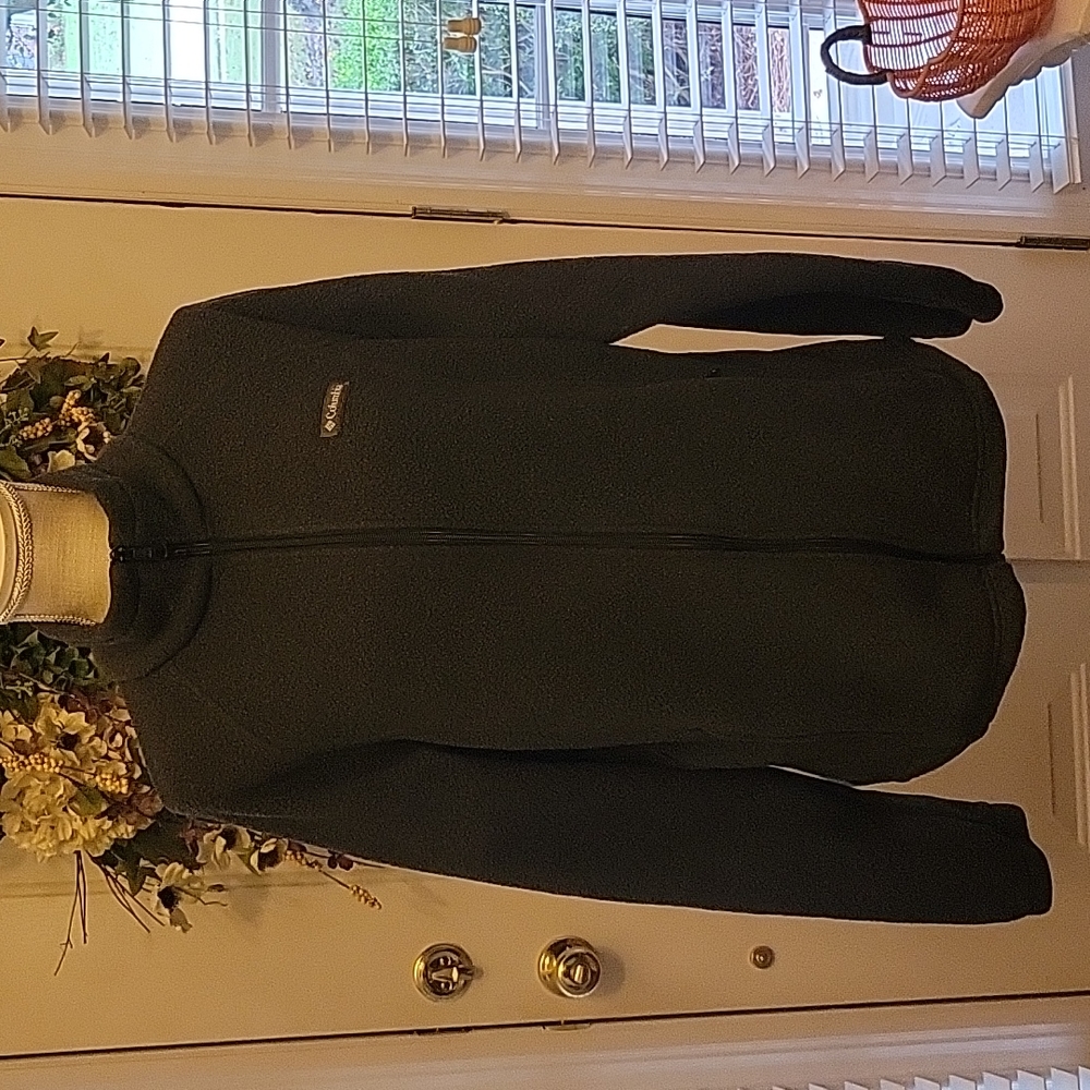 Columbia dark gray zip front jacket stand up collar 2 pockets polyester XL EUC…